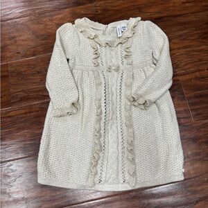 Janie and Jack Cream Knit Ruffle Dress